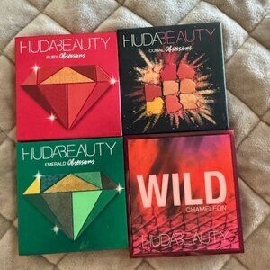Lot of 4 - Huda Eyeshadow Palettes - Obsessions & Wild Chameleon - One FREE!